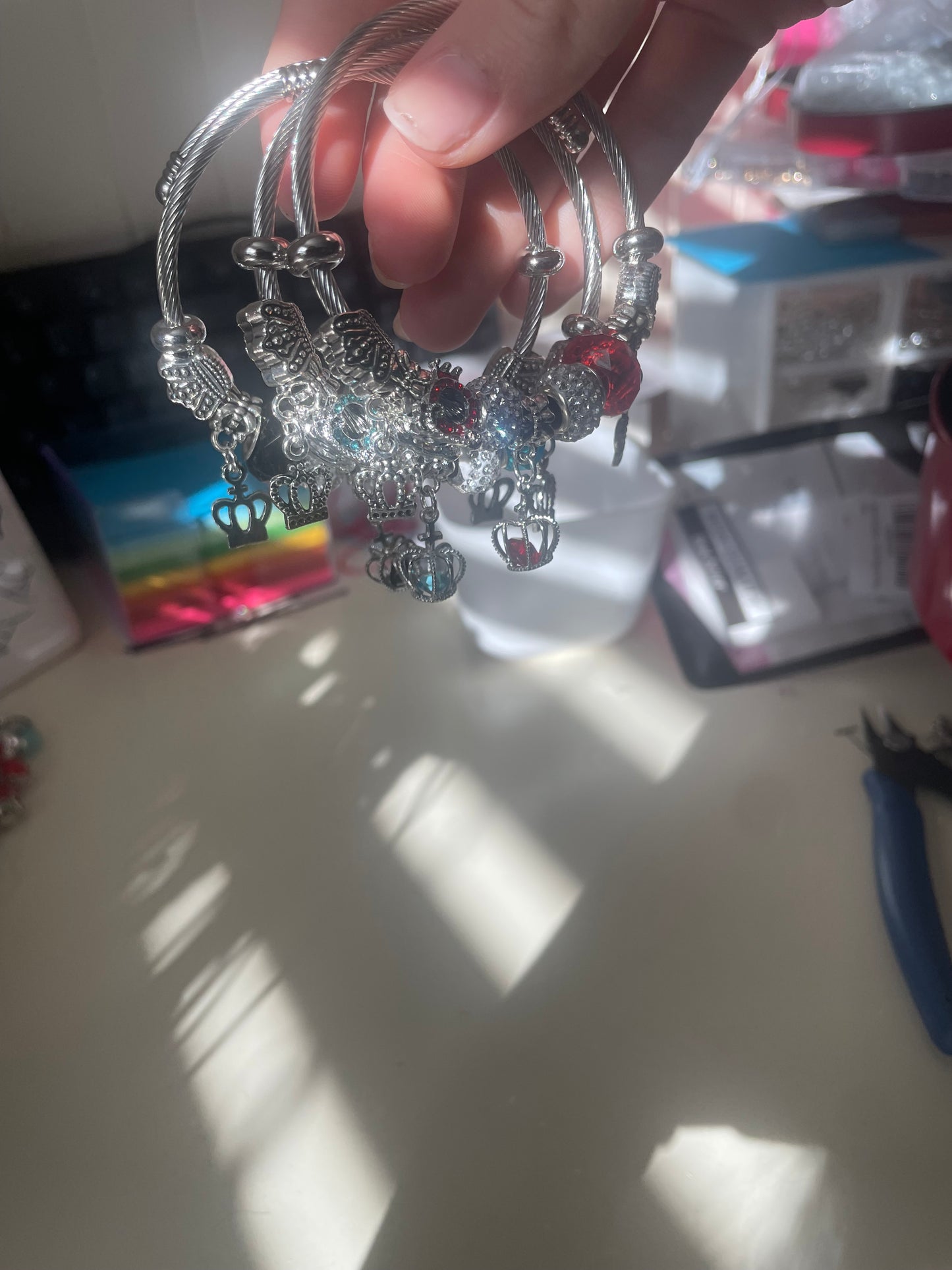 Silver Crown Charm Bracelet