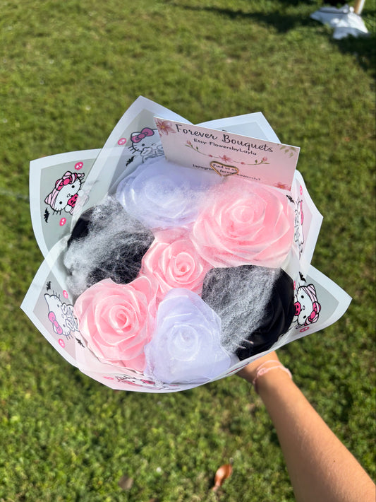 7 Rose Halloween Hello Kitty Ribbon Bouquet